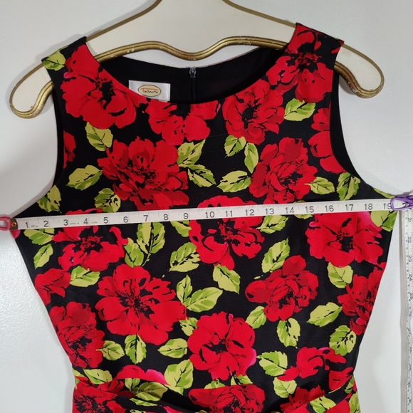 Talbots 100% Silk Red Rose A-Line Midi Dress Size 10 - Picture 8 of 11